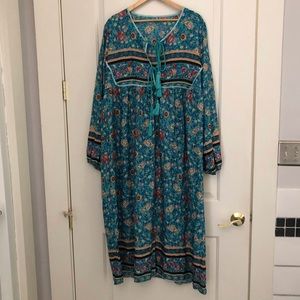 Teal Boho Maxi Dress